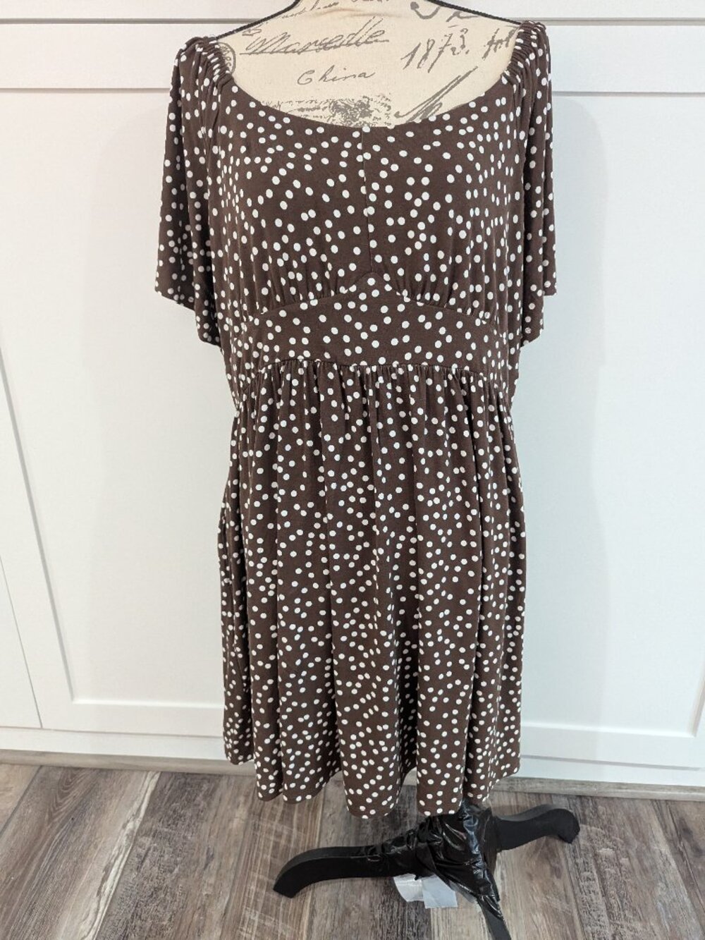 Cynthia Rowley Brown & White Poka Dot Dress